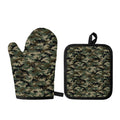 Army Green Digital Camo Pattern Print Oven Mitt And Pot Holder Set