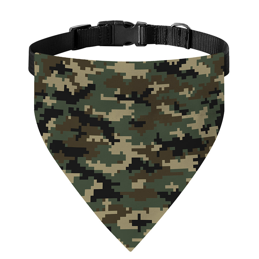 Army Green Digital Camo Pattern Print Over The Collar Dog Bandana