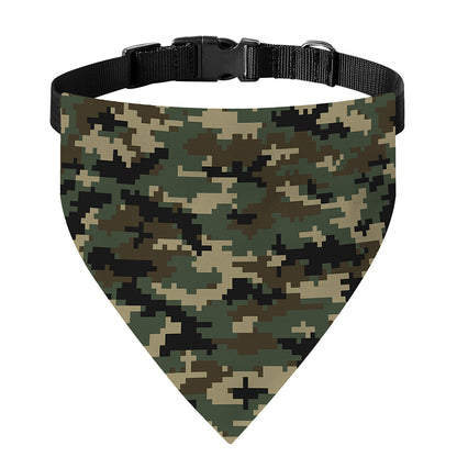 Army Green Digital Camo Pattern Print Over The Collar Dog Bandana