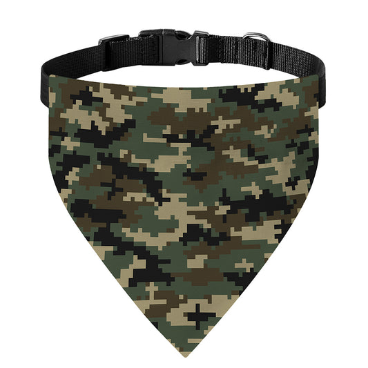 Army Green Digital Camo Pattern Print Over The Collar Dog Bandana