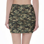Army Green Digital Camo Pattern Print Pencil Mini Skirt