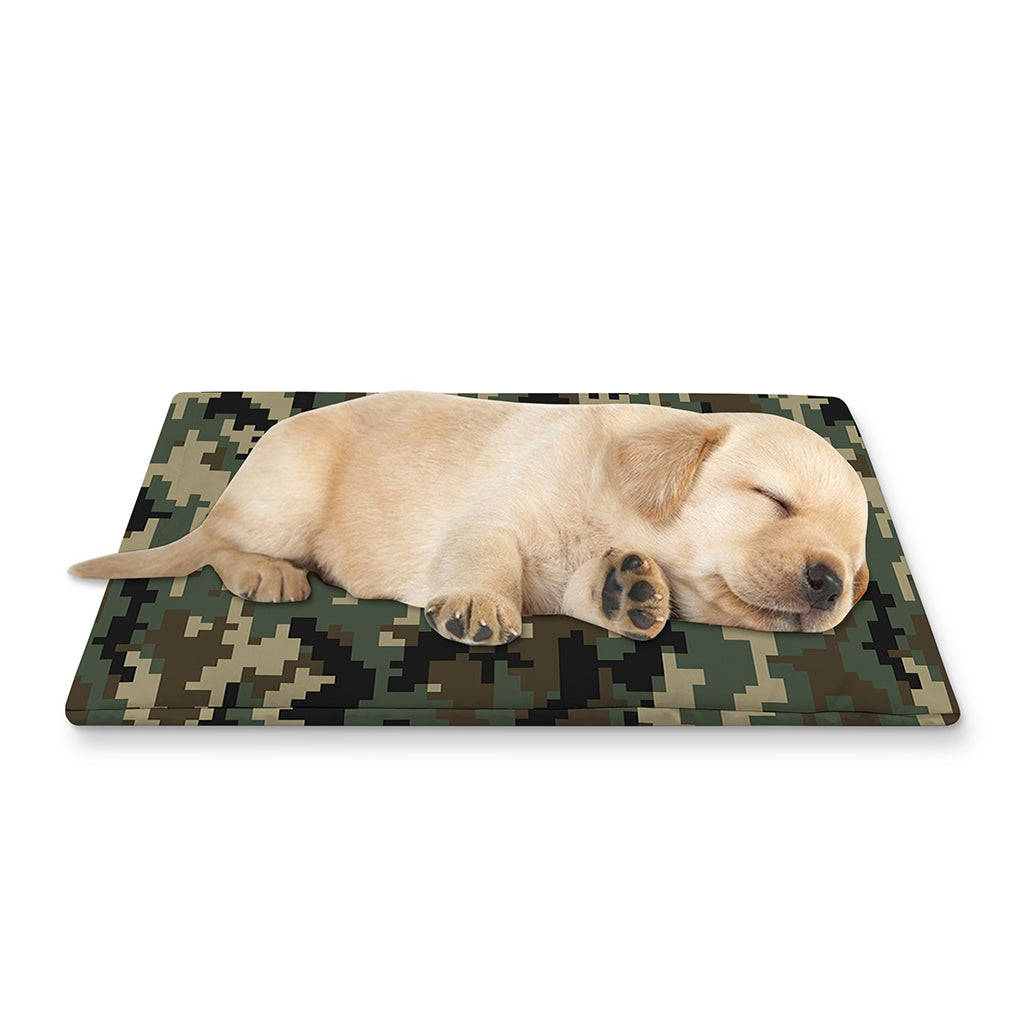Army Green Digital Camo Pattern Print Pet Cooling Mat Cover