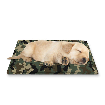 Army Green Digital Camo Pattern Print Pet Cooling Mat Cover