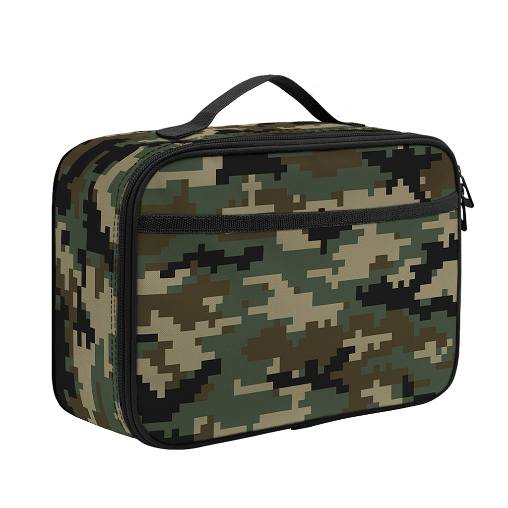 Army Green Digital Camo Pattern Print Portable Lunch Bag