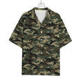 Army Green Digital Camo Pattern Print Rayon Hawaiian Shirt