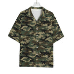 Army Green Digital Camo Pattern Print Rayon Hawaiian Shirt