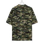 Army Green Digital Camo Pattern Print Rayon Hawaiian Shirt