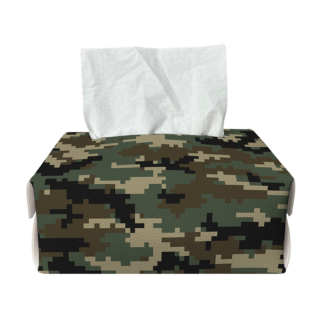 Army Green Digital Camo Pattern Print Rectangle Tissue Box Cover