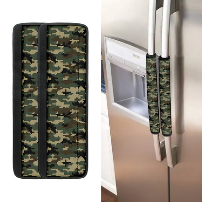 Army Green Digital Camo Pattern Print Refrigerator Handle Covers