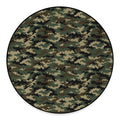 Army Green Digital Camo Pattern Print Round Floor Mat