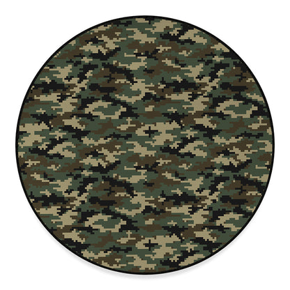 Army Green Digital Camo Pattern Print Round Floor Mat