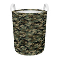 Army Green Digital Camo Pattern Print Round Laundry Basket
