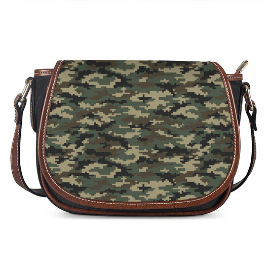 Army Green Digital Camo Pattern Print Saddle Bag