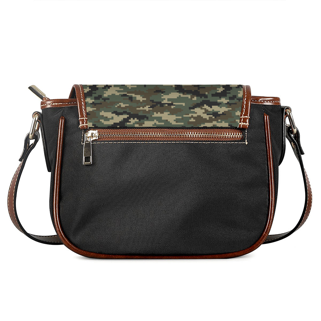 Army Green Digital Camo Pattern Print Saddle Bag