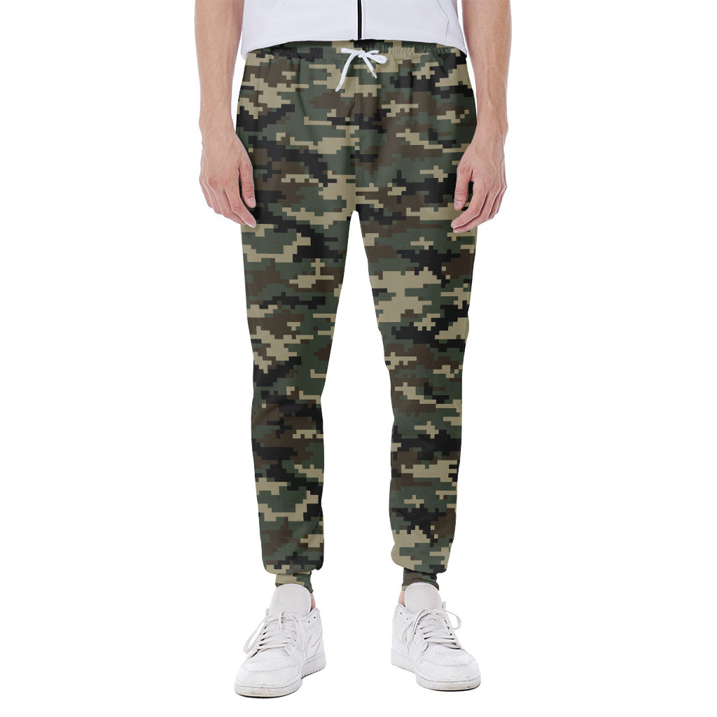 Army Green Digital Camo Pattern Print Scuba Joggers