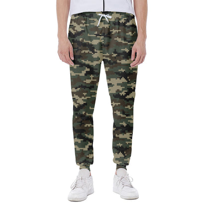 Army Green Digital Camo Pattern Print Scuba Joggers