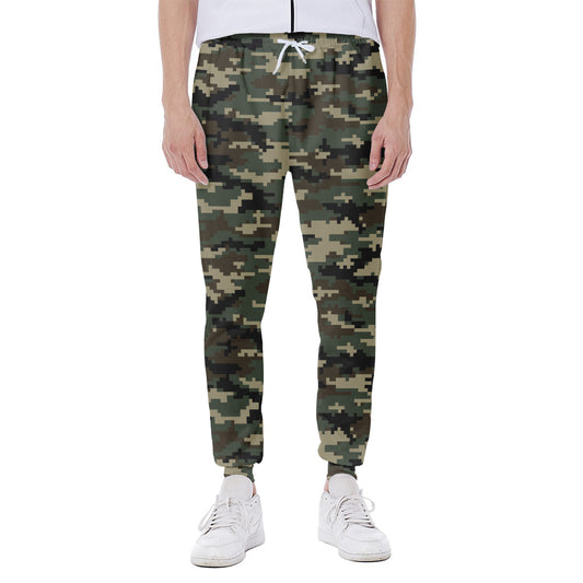 Army Green Digital Camo Pattern Print Scuba Joggers
