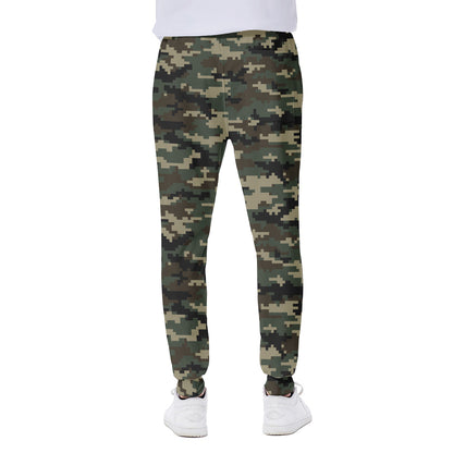 Army Green Digital Camo Pattern Print Scuba Joggers