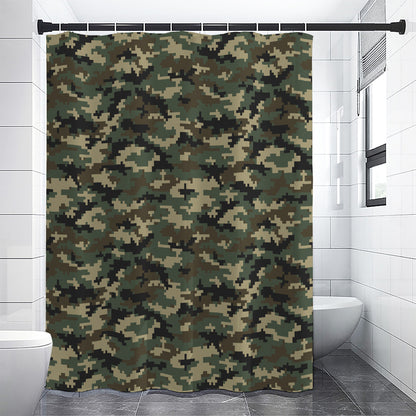 Army Green Digital Camo Pattern Print Shower Curtain