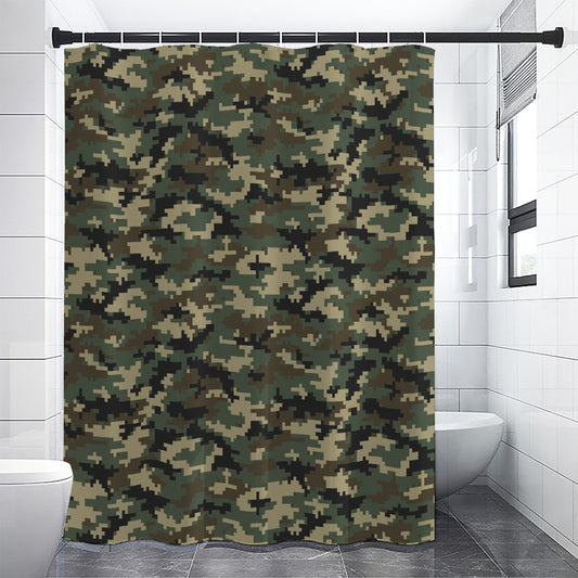 Army Green Digital Camo Pattern Print Shower Curtain