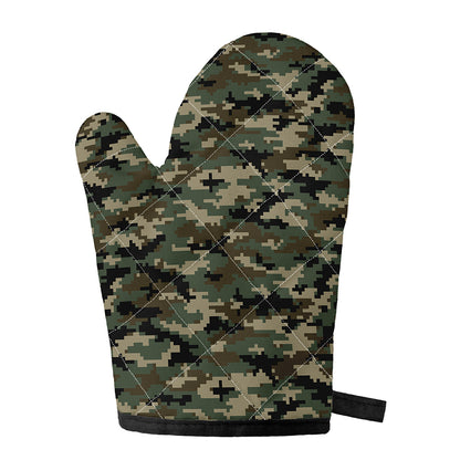 Army Green Digital Camo Pattern Print Single Oven Mitt
