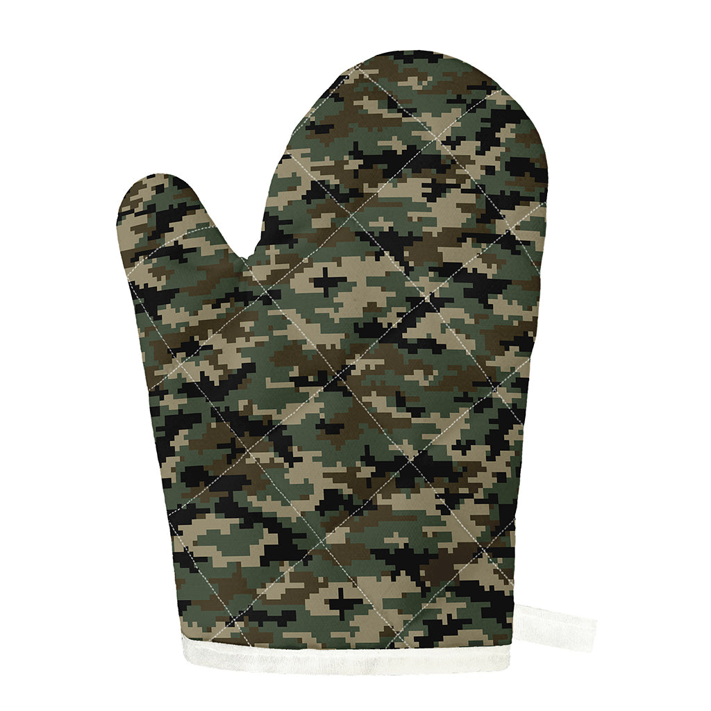 Army Green Digital Camo Pattern Print Single Oven Mitt