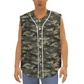 Army Green Digital Camo Pattern Print Sleeveless Baseball Jersey