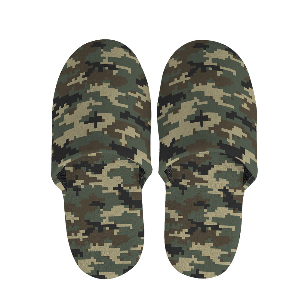 Army Green Digital Camo Pattern Print Slippers