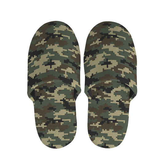 Army Green Digital Camo Pattern Print Slippers
