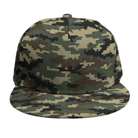 Army Green Digital Camo Pattern Print Snapback Cap