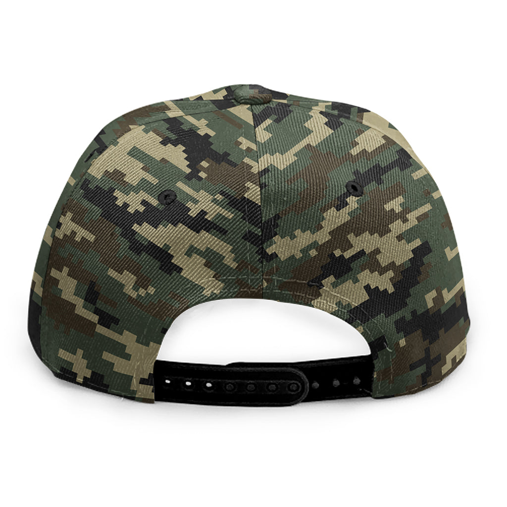 Army Green Digital Camo Pattern Print Snapback Cap