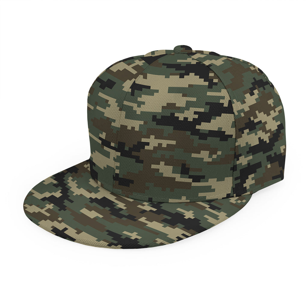 Army Green Digital Camo Pattern Print Snapback Cap