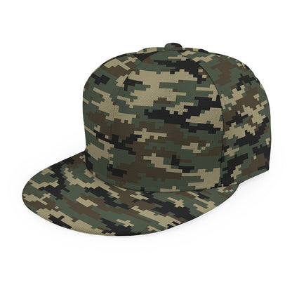 Army Green Digital Camo Pattern Print Snapback Cap