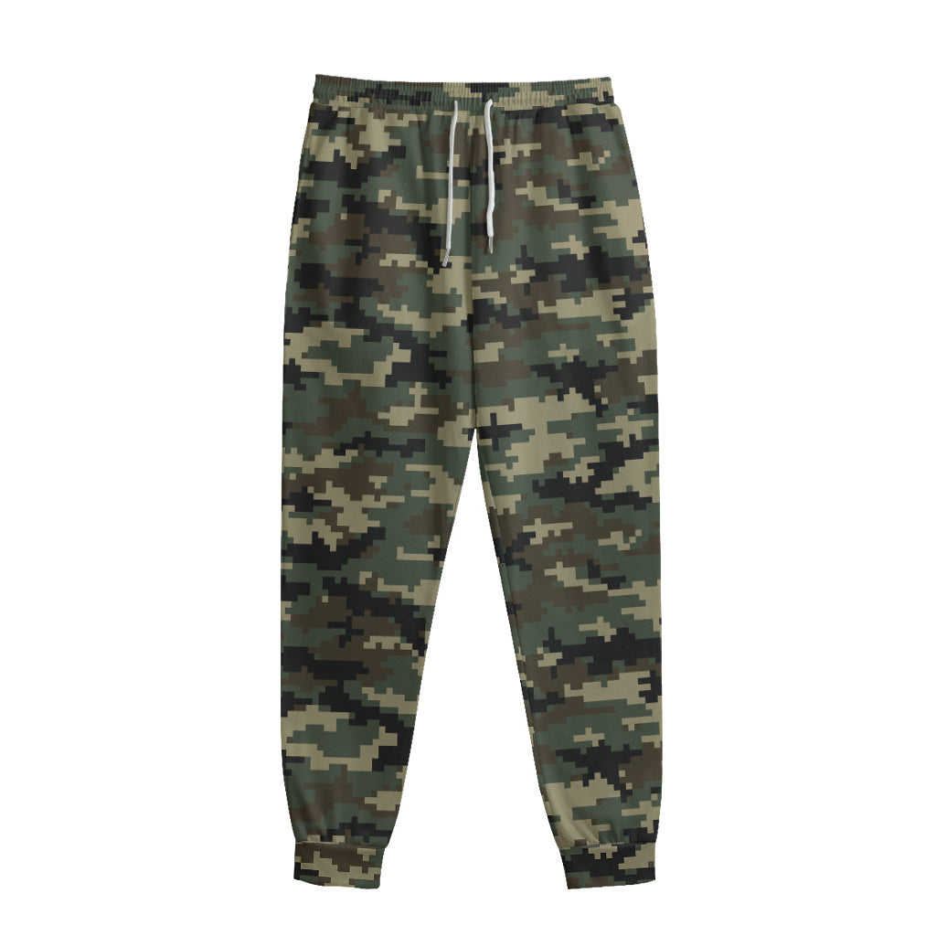 Army Green Digital Camo Pattern Print Sweatpants