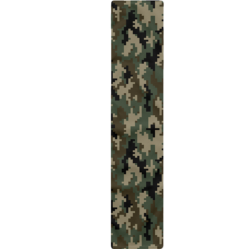 Army Green Digital Camo Pattern Print Table Runner