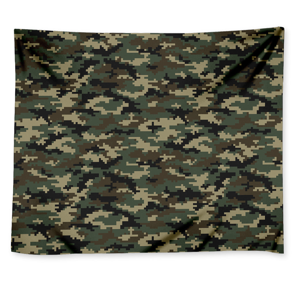 Army Green Digital Camo Pattern Print Tapestry