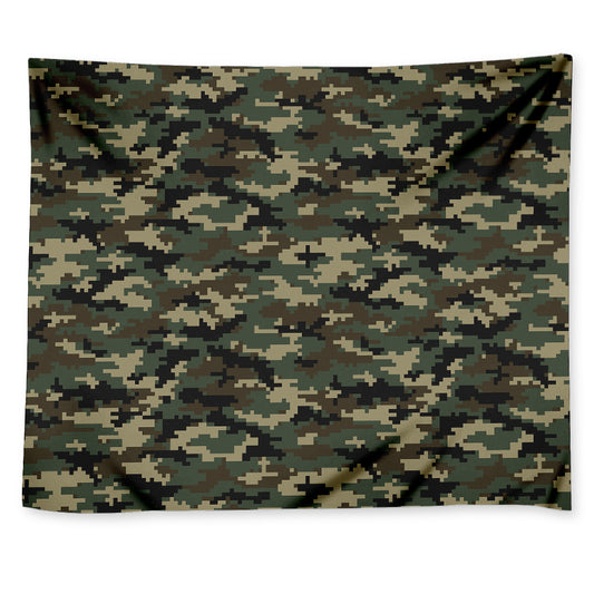 Army Green Digital Camo Pattern Print Tapestry