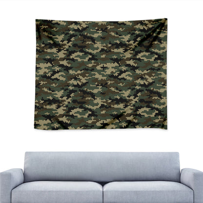 Army Green Digital Camo Pattern Print Tapestry
