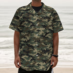 Army Green Digital Camo Pattern Print Textured Short Sleeve Shirt