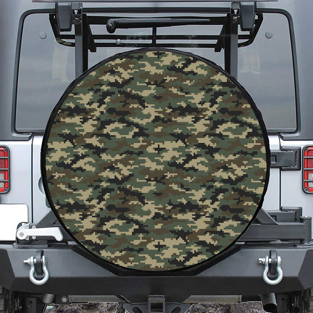 Army Green Digital Camo Pattern Print Tire Cover