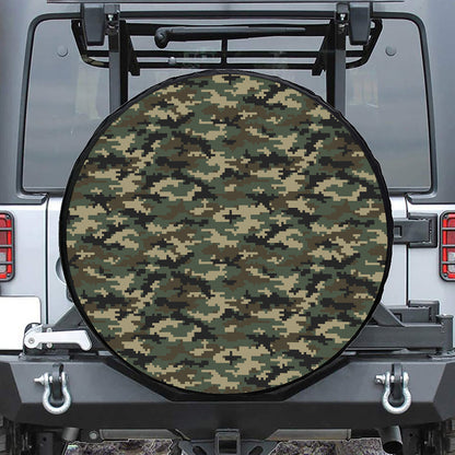 Army Green Digital Camo Pattern Print Tire Cover