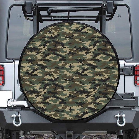Army Green Digital Camo Pattern Print Tire Cover