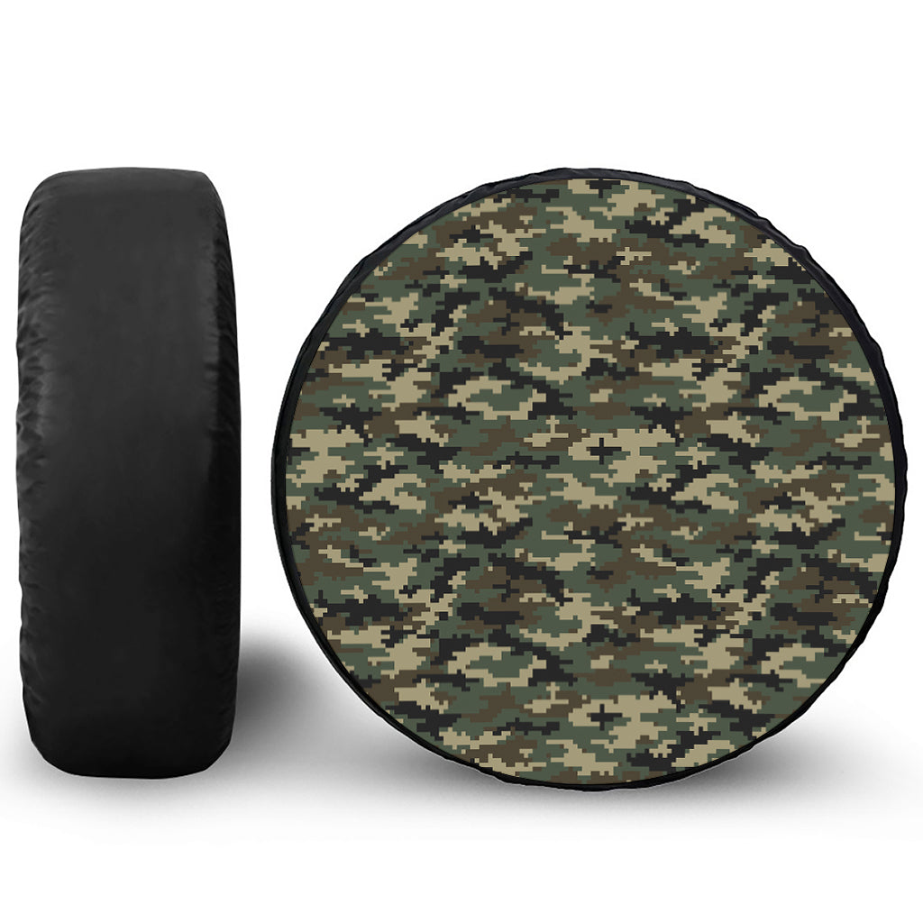 Army Green Digital Camo Pattern Print Tire Cover
