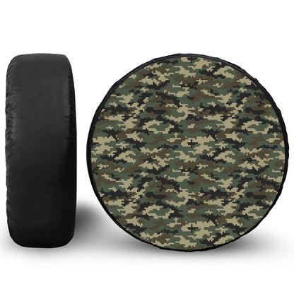 Army Green Digital Camo Pattern Print Tire Cover