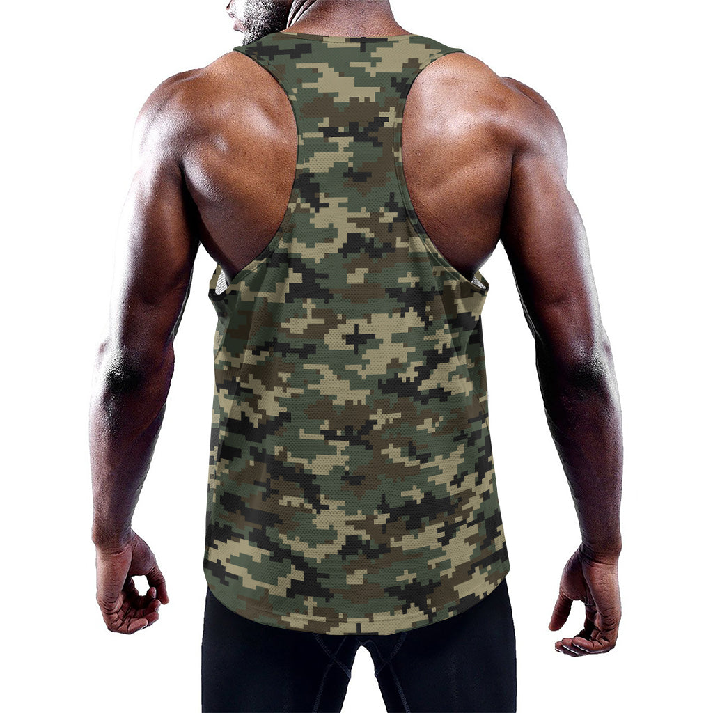 Army Green Digital Camo Pattern Print Training Tank Top