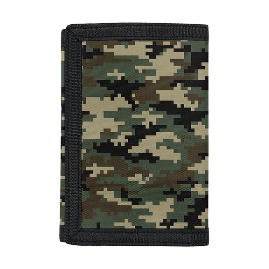 Army Green Digital Camo Pattern Print Trifold Wallet