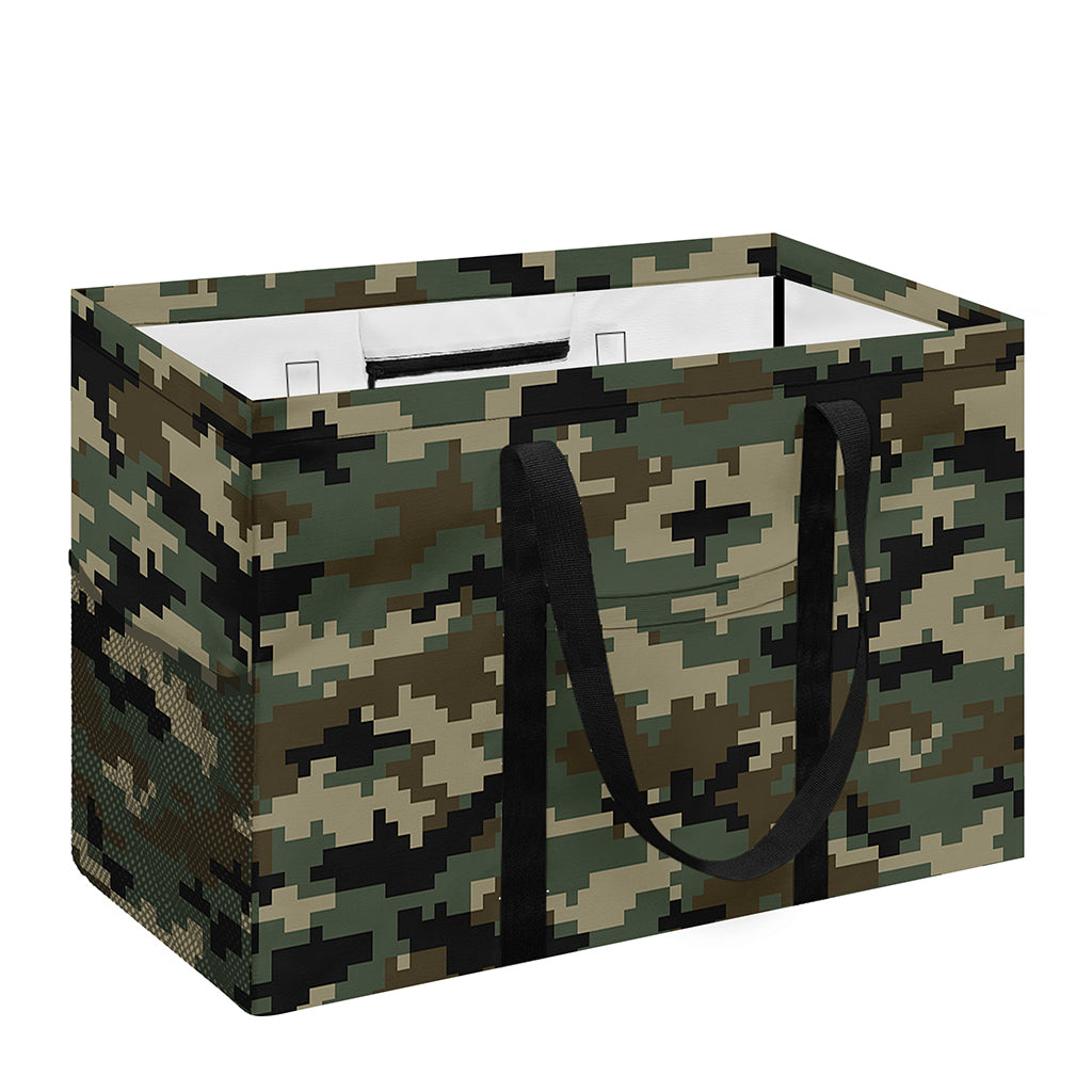Army Green Digital Camo Pattern Print Utility Tote Bag