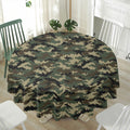Army Green Digital Camo Pattern Print Waterproof Round Tablecloth