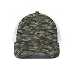 Army Green Digital Camo Pattern Print White Mesh Trucker Cap