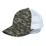 Army Green Digital Camo Pattern Print White Mesh Trucker Cap